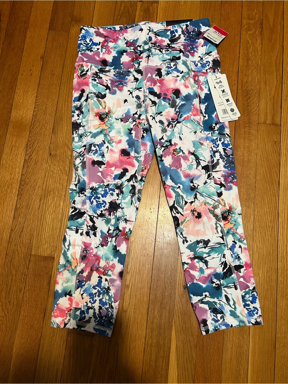 RBX Floral Print Leggings in White, Pink, Blue